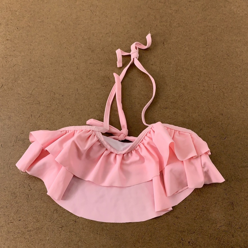 Girls Size 5 Light Pink Ruffle Layer Halter Bikini Swim Top New